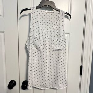 White Sleeveless Top with Anchor Pattern
